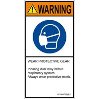 PL警告表示ラベル（ISO準拠）│指示事項:マスクを着用│IY1004712│警告│Lサイズ│英語（タテ）│6枚（直送品）