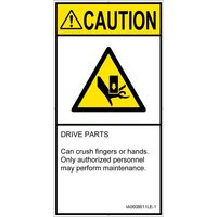 PL警告表示ラベル（ISO準拠）│機械的な危険:押しつぶし│IA0606611│注意│Lサイズ