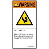 PL警告表示ラベル（ISO準拠）│機械的な危険:押しつぶし│IA0606612│警告│Lサイズ