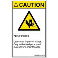 PL警告表示ラベル（ISO準拠）│機械的な危険:押しつぶし│IA0606611│注意│Sサイズ