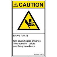 PL警告表示ラベル（ISO準拠）│機械的な危険:押しつぶし│IA0609911│注意│Sサイズ