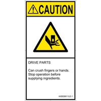 PL警告表示ラベル（ISO準拠）│機械的な危険:押しつぶし│IA0609911│注意│Lサイズ