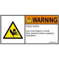 PL警告表示ラベル（ISO準拠）│機械的な危険:押しつぶし│IA0609902│警告│Lサイズ