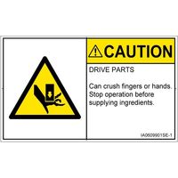 PL警告表示ラベル（ISO準拠）│機械的な危険:押しつぶし│IA0609901│注意│Sサイズ