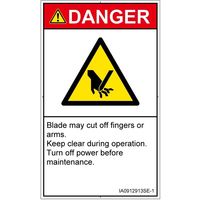 PL警告表示ラベル（ISO準拠）│機械的な危険:切断│IA0912913│危険│Sサイズ