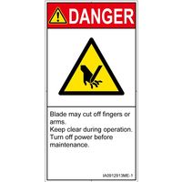 PL警告表示ラベル(ISO準拠)│機械的な危険:切断│IA0912913│危険│Mサイズ│英語(タテ)│10枚 IA0912913ME-1（直送品）