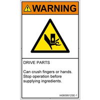 PL警告表示ラベル（ISO準拠）│機械的な危険:押しつぶし│IA0609912│警告│Sサイズ