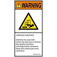 PL警告表示ラベル（ISO準拠）│材料・物質による危険:腐食性物質│IF0401912│警告│Lサイズ