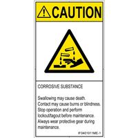PL警告表示ラベル（ISO準拠）│材料・物質による危険:腐食性物質│IF0401911│注意│Mサイズ