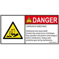 PL警告表示ラベル（ISO準拠）│材料・物質による危険:腐食性物質│IF0401903│危険│Lサイズ