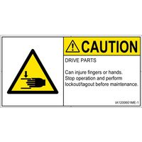 PL警告表示ラベル（ISO準拠）│機械的な危険:はさまれ│IA1200601│注意│Mサイズ│英語（ヨコ）│10枚（直送品）