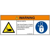 PL警告表示ラベル（ISO準拠）│機械的な危険:はさまれ│IA1200622│警告│Sサイズ
