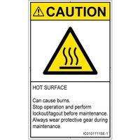 PL警告表示ラベル（ISO準拠）│熱的な危険:表面高温│IC0101111│注意│Sサイズ