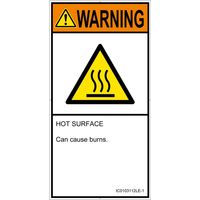 PL警告表示ラベル(ISO準拠)│熱的な危険:表面高温│IC0103112│警告│Lサイズ│英語(タテ)│6枚 IC0103112LE-1（直送品）