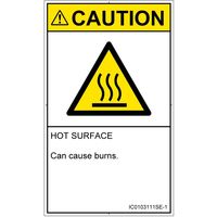 PL警告表示ラベル(ISO準拠)│熱的な危険:表面高温│IC0103111│注意│Sサイズ│英語(タテ)│16枚 IC0103111SE-1（直送品）