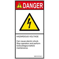 PL警告表示ラベル(ISO準拠)│電気的な危険:感電│IB0101013│危険│Lサイズ│英語(タテ)│6枚 IB0101013LE-1（直送品）