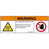 PL警告表示ラベル（ISO準拠）│放射から生じる危険:紫外線│IE0508322│警告│Mサイズ│英語（マルチシンボルマーク）│6枚（直送品）