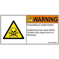 PL警告表示ラベル（ISO準拠）│材料・物質による危険:有毒物質│IF0203702│警告│Mサイズ