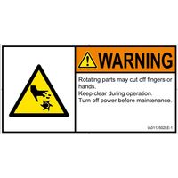 PL警告表示ラベル（ISO準拠）│機械的な危険:切断（回転部）│IA0112502│警告│Lサイズ