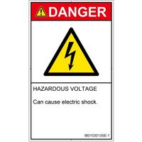 PL警告表示ラベル(ISO準拠)│電気的な危険:感電│IB0103013│危険│Sサイズ│英語(タテ)│16枚 IB0103013SE-1（直送品）