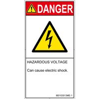 PL警告表示ラベル(ISO準拠)│電気的な危険:感電│IB0103013│危険│Mサイズ│英語(タテ)│10枚 IB0103013ME-1（直送品）