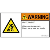 PL警告表示ラベル（ISO準拠）│人間工学による危険:重量物│IG0105102│警告│Lサイズ