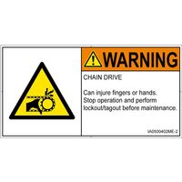 PL警告表示ラベル（ISO準拠）│機械的な危険:引き込み（チェーン）│IA0500402│警告│Mサイズ