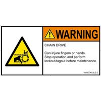 PL警告表示ラベル（ISO準拠）│機械的な危険:引き込み（チェーン）│IA0500402│警告│Lサイズ