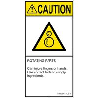 PL警告表示ラベル（ISO準拠）│機械的な危険:引き込み（逆回転ローラ）│IA1109411│注意│Lサイズ