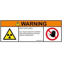 PL警告表示ラベル（ISO準拠）│放射から生じる危険:放射性物質/電離放射線│IE0308122│警告│Lサイズ│英語（マルチシンボルマーク）│4枚（直送品）