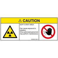 PL警告表示ラベル（ISO準拠）│放射から生じる危険:放射性物質/電離放射線│IE0308121│注意│Sサイズ│英語（マルチシンボルマーク）│8枚（直送品）