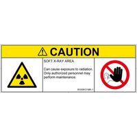 PL警告表示ラベル（ISO準拠）│放射から生じる危険:放射性物質/電離放射線│IE0308121│注意│Mサイズ│英語（マルチシンボルマーク）│6枚（直送品）