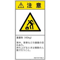 PL警告表示ラベル（ISO準拠）│人間工学による危険:重量物│IG0115711│注意│Mサイズ