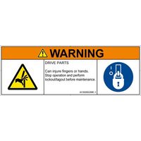 PL警告表示ラベル（ISO準拠）│機械的な危険:はさまれ│IA1600622│警告│Mサイズ