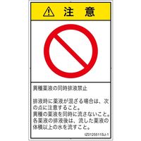 PL警告表示ラベル（ISO準拠）│禁止事項:同時排液禁止│IZ0125511│注意│Sサイズ