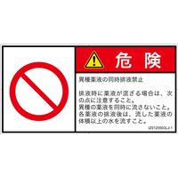 PL警告表示ラベル（ISO準拠）│禁止事項:同時排液禁止│IZ0125503│危険│Lサイズ