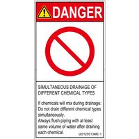 PL警告表示ラベル（ISO準拠）│禁止事項:同時排液禁止│IZ0125513│危険│Mサイズ