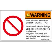 PL警告表示ラベル（ISO準拠）│禁止事項:同時排液禁止│IZ0125502│警告│Sサイズ