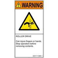 PL警告表示ラベル（ISO準拠）│機械的な危険:引き込み（ローラ）│IA0311112│警告│Mサイズ