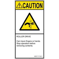 PL警告表示ラベル（ISO準拠）│機械的な危険:引き込み（ローラ）│IA0311111│注意│Lサイズ