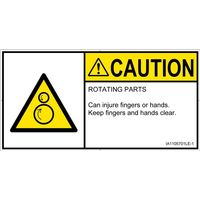 PL警告表示ラベル（ISO準拠）│機械的な危険:引き込み（逆回転ローラ）│IA1105701│注意│Lサイズ