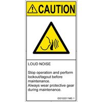 PL警告表示ラベル（ISO準拠）│騒音による危険:突然の騒音│ID0102011│注意│Mサイズ│英語（タテ）│10枚（直送品）