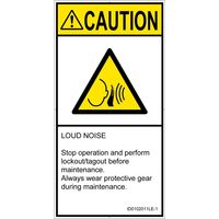 PL警告表示ラベル（ISO準拠）│騒音による危険:突然の騒音│ID0102011│注意│Lサイズ│英語（タテ）│6枚（直送品）