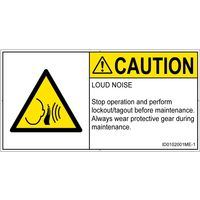 PL警告表示ラベル（ISO準拠）│騒音による危険:突然の騒音│ID0102001│注意│Mサイズ│英語（ヨコ）│10枚（直送品）