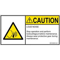 PL警告表示ラベル（ISO準拠）│騒音による危険:突然の騒音│ID0102001│注意│Lサイズ│英語（ヨコ）│6枚（直送品）