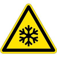 PL警告表示ラベル(ISO準拠)│熱的な危険:低温/凍結│IC02│Lサイズ│シンボルマーク│30枚 IC02L-1 1シート(30枚)（直送品）