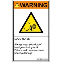 PL警告表示ラベル（ISO準拠）│騒音による危険:突然の騒音│ID0105612│警告│Sサイズ│英語（タテ）│16枚（直送品）