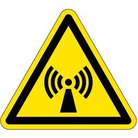PL警告表示ラベル(ISO準拠)│放射から生じる危険:非電離放射線│IE02│Mサイズ│シンボルマーク│72枚 IE02M-1（直送品）