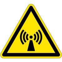 PL警告表示ラベル（ISO準拠）│放射から生じる危険:非電離放射線│IE02│Lサイズ│シンボルマーク│30枚 IE02L-1（直送品）