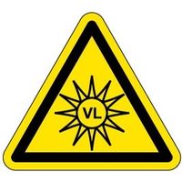 PL警告表示ラベル（ISO準拠）│放射から生じる危険:高エネルギーフラッシュ光│IE06│Sサイズ│シンボルマーク│132枚（直送品）